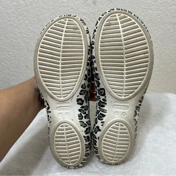 Crocs Kadee Ballet Flats White Leopard Print Size 8 - Picture 12 of 13